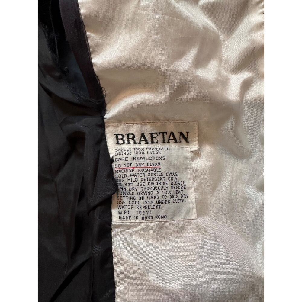 Vtg Braetan Black Trench Coat 11/12 Rain Polyester Nylon Belted - Picture 10 of 11